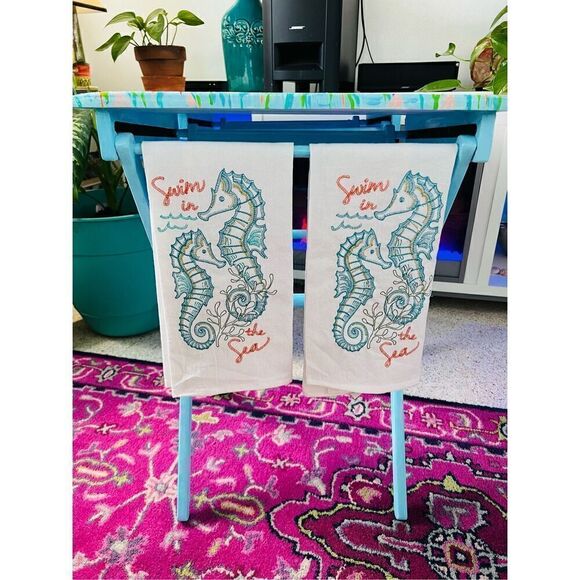 Flamingo Tray Table Hand Painted Coastal Original Vintage Rare Wood L19” W14” H2 - Picture 7 of 16